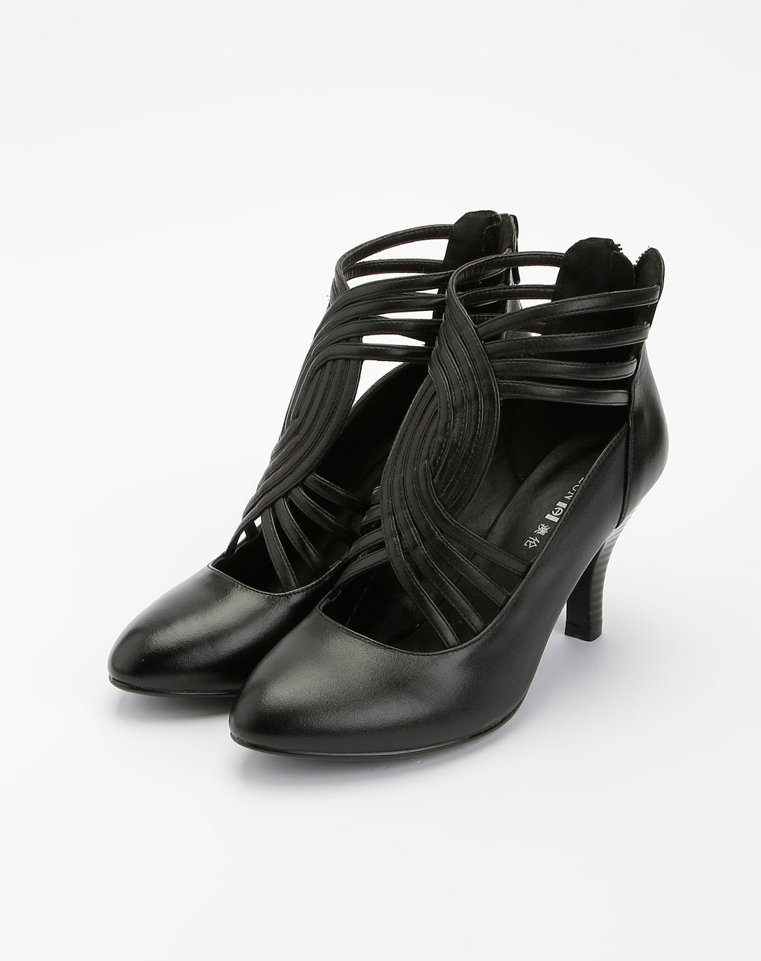 澳伦aolun女鞋专场黑色镂空高跟鞋