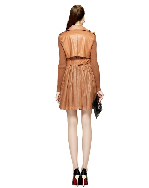 just mode女装专场雅法橙双排扣仿皮衣