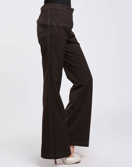玖姿juzui女款深咖啡色时尚休闲长裤