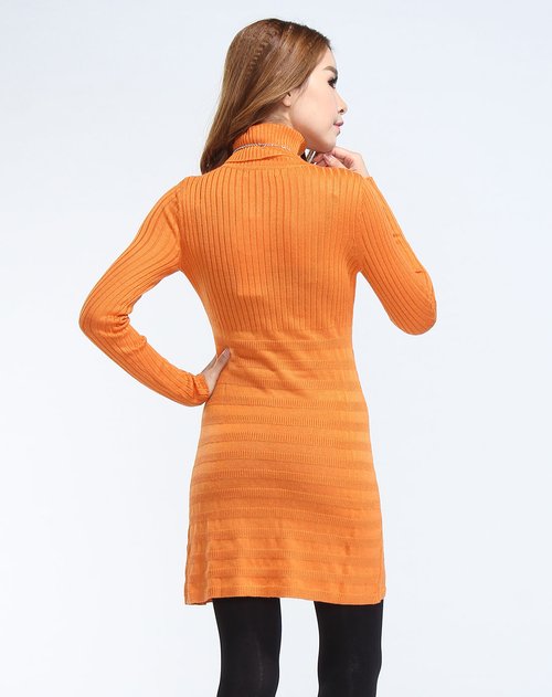 威丝曼wsm女装专场鲜橙色高领休闲长袖连衣裙价格(怎么