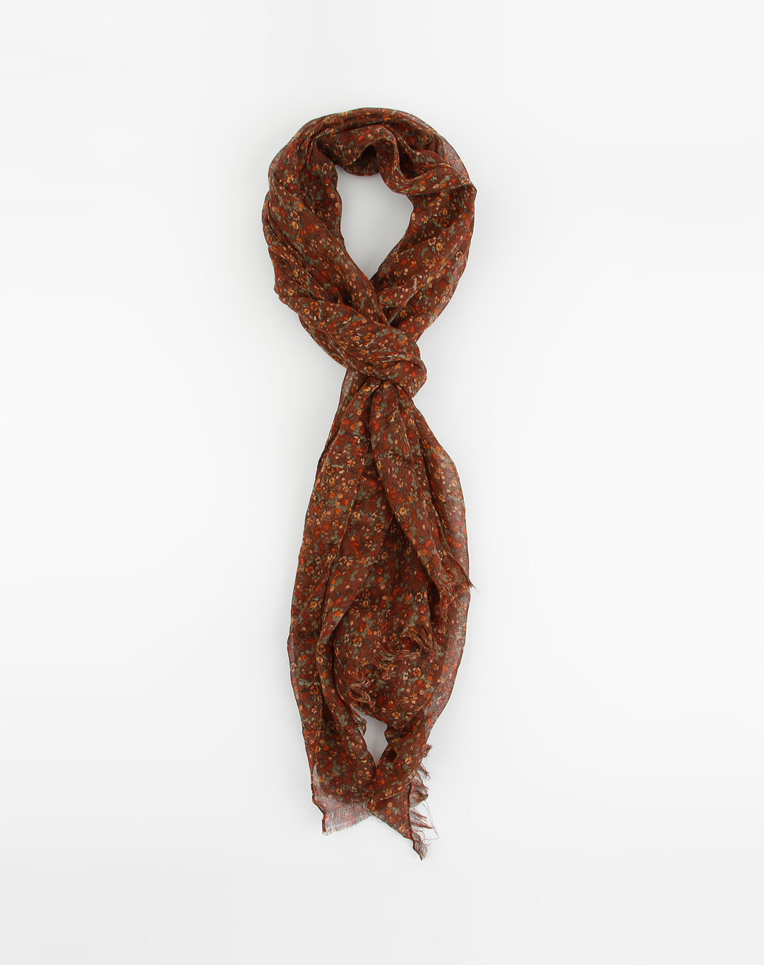 > 棕色小碎花围巾