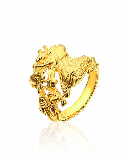 金叶珠宝贵重专场千足金戒指 御龙12.64克