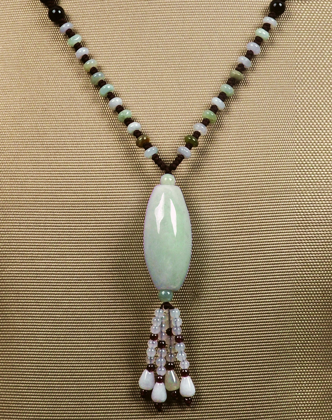 爱亿生绿色天然a货翡翠手工编织路路通项链