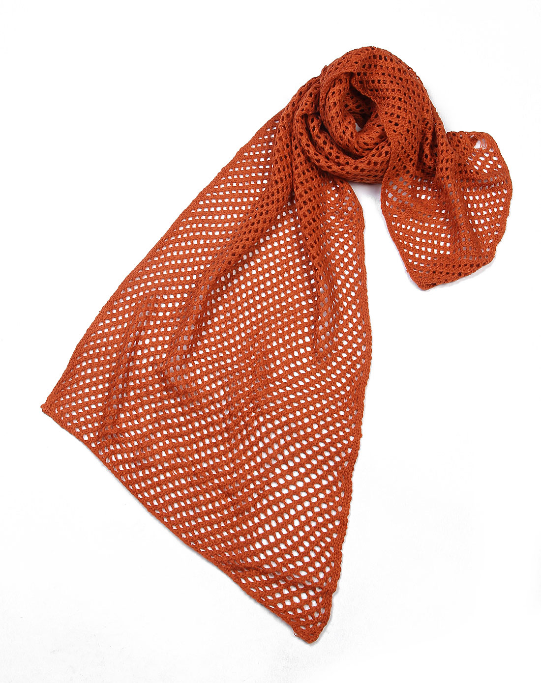 miss apple深桔色鱼网时尚围巾