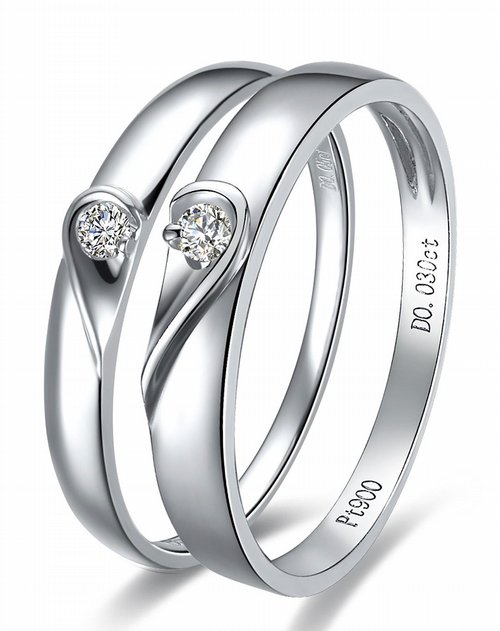 爱度doido18k白金钻石情侣对戒(女)-相拥