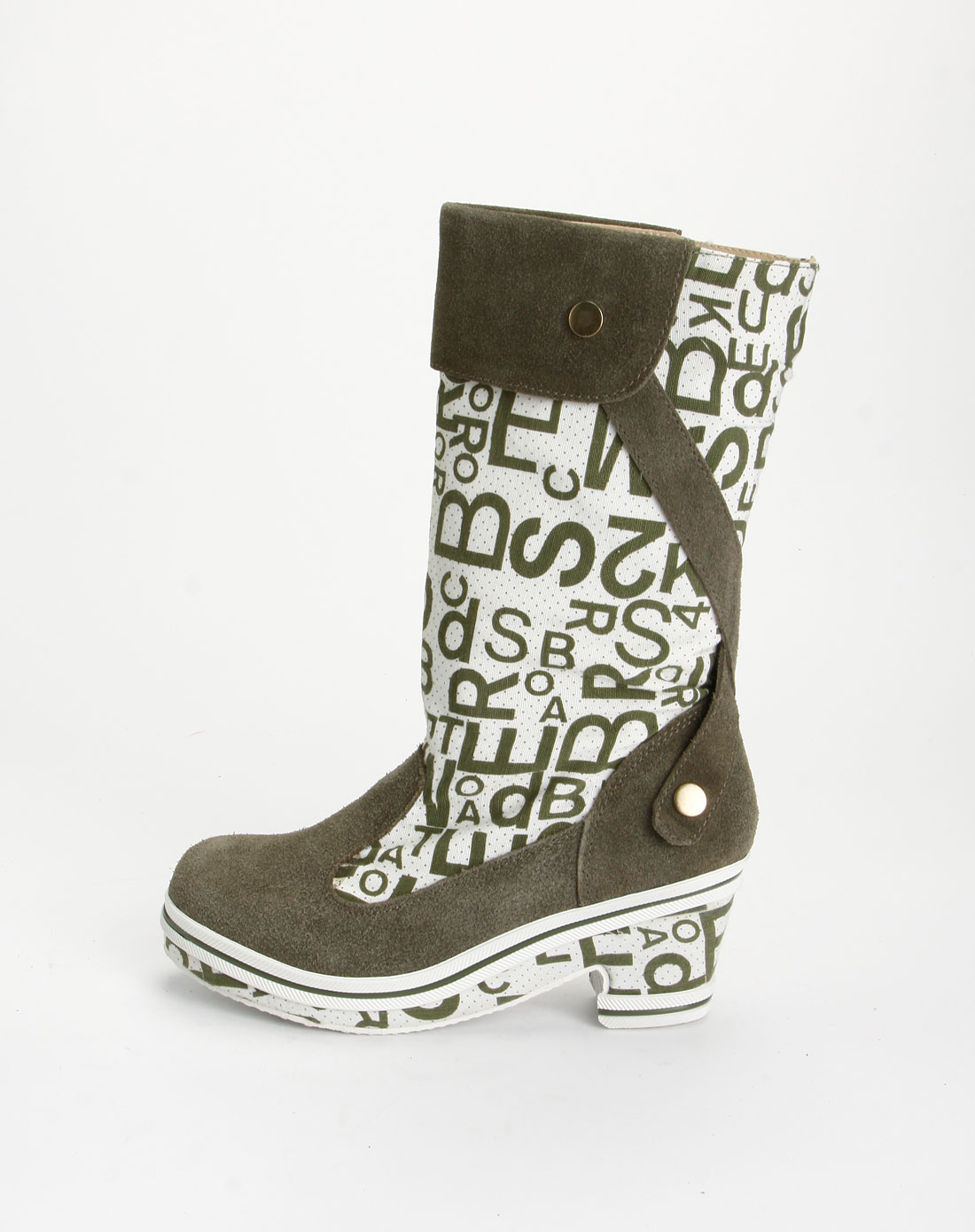 69sixtynine女款绿色个性短筒英文布鞋