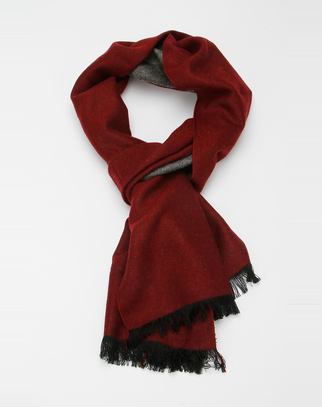 卡尔丹尼诗男装专场灰/红色休闲线条围巾