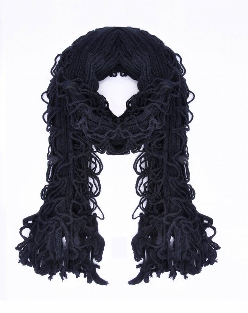 miss cling黑色经典流苏纹围巾