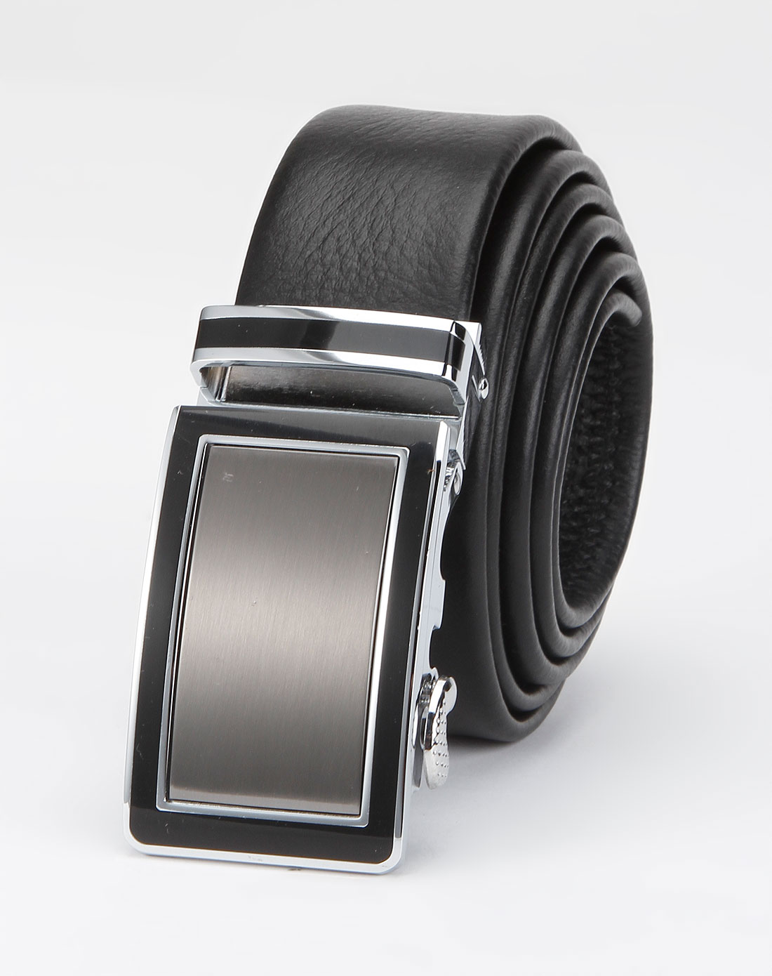 男款黑色摔纹自动扣皮带