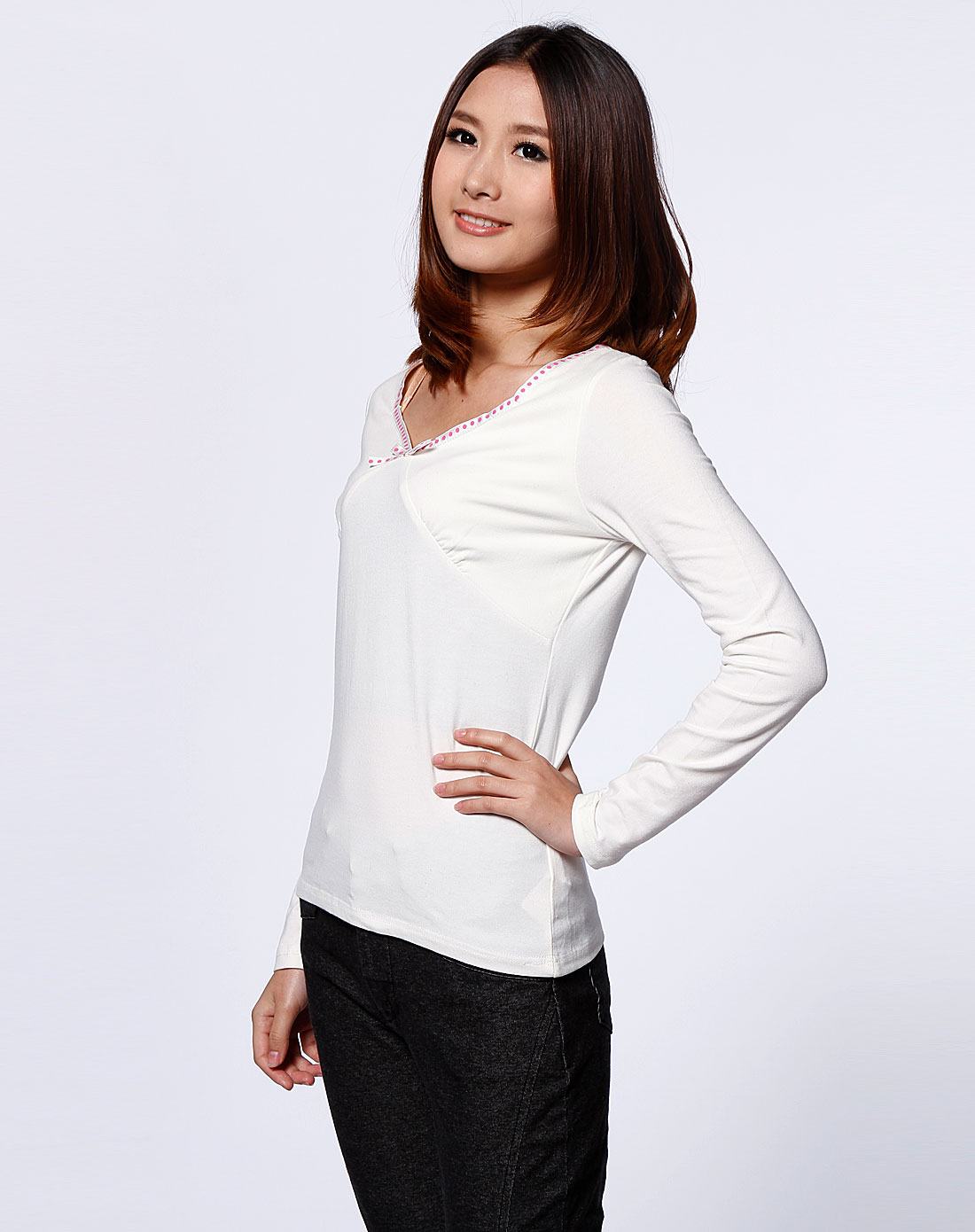 lily本白色长袖t恤01