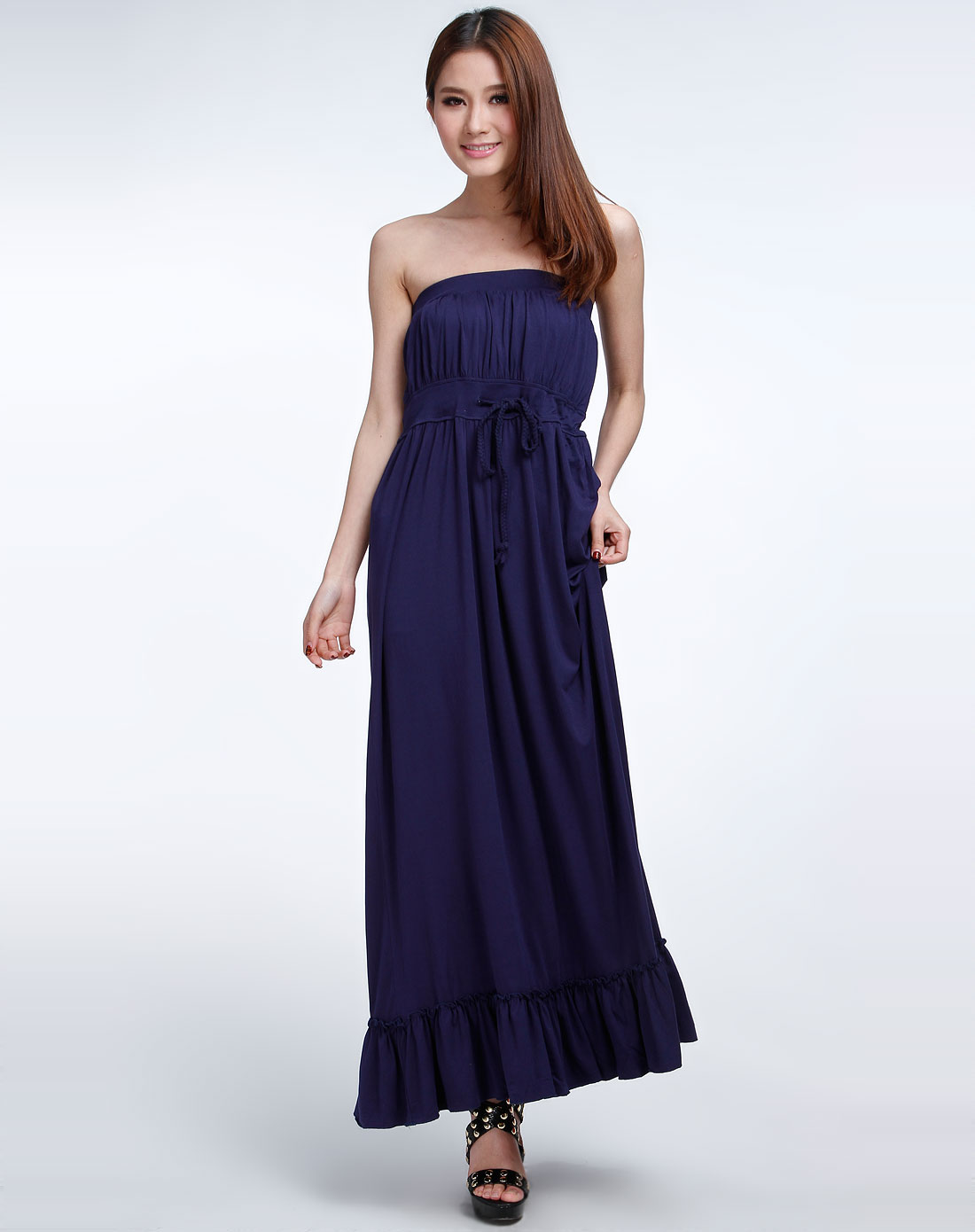 ts蓝色抹胸连体裙