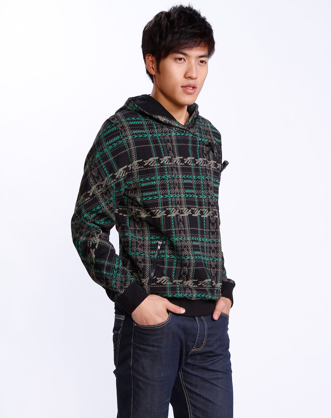 休闲服饰专场纯真传说bambini 男款黑色连帽长袖卫衣