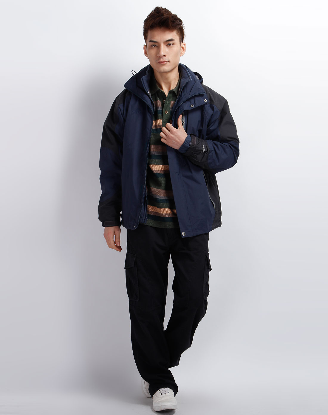 [ 美国第一户外 ] 男款藏青色三合一长袖冲锋衣