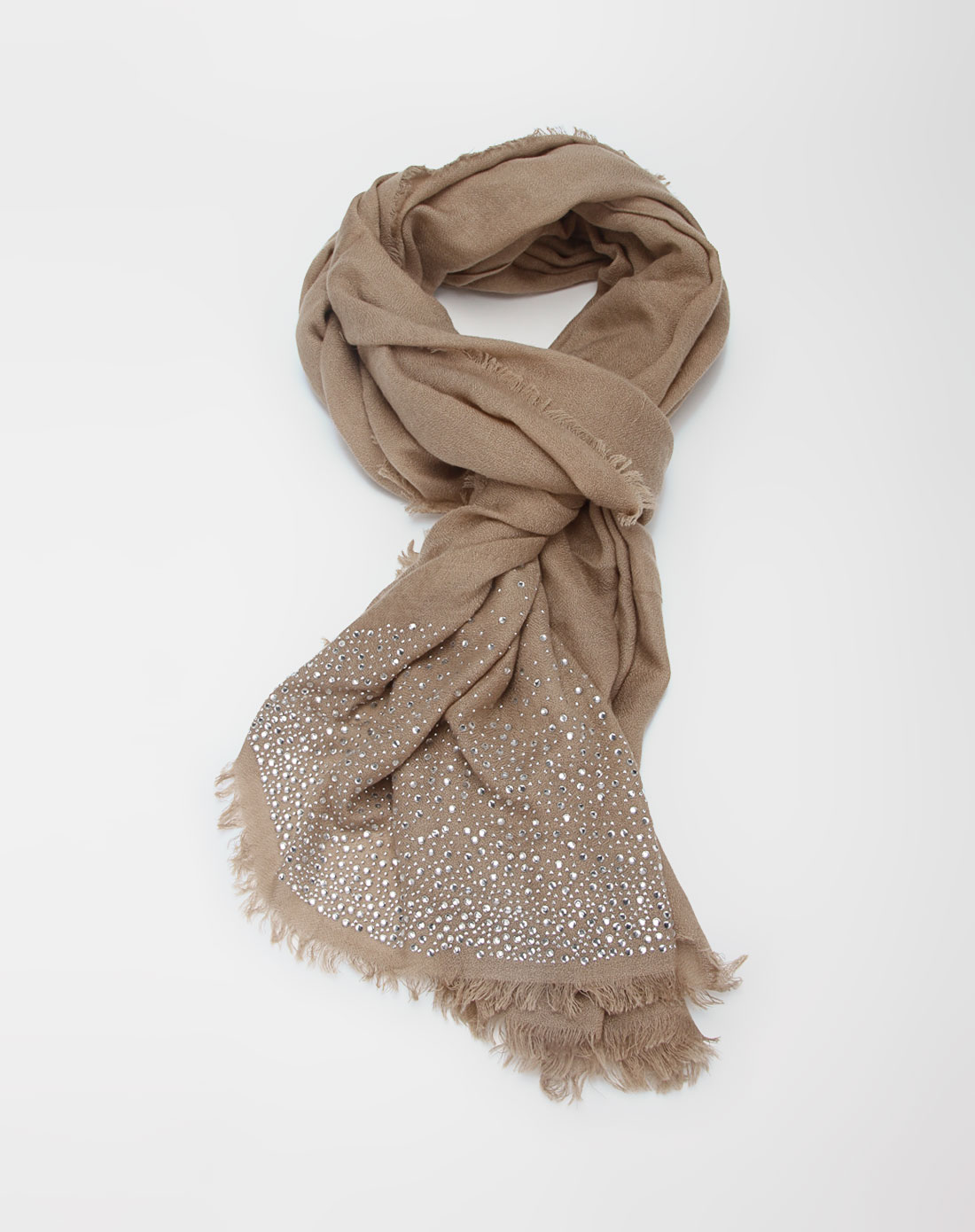 菲勋菲斯fashion fish驼色烫钻围巾