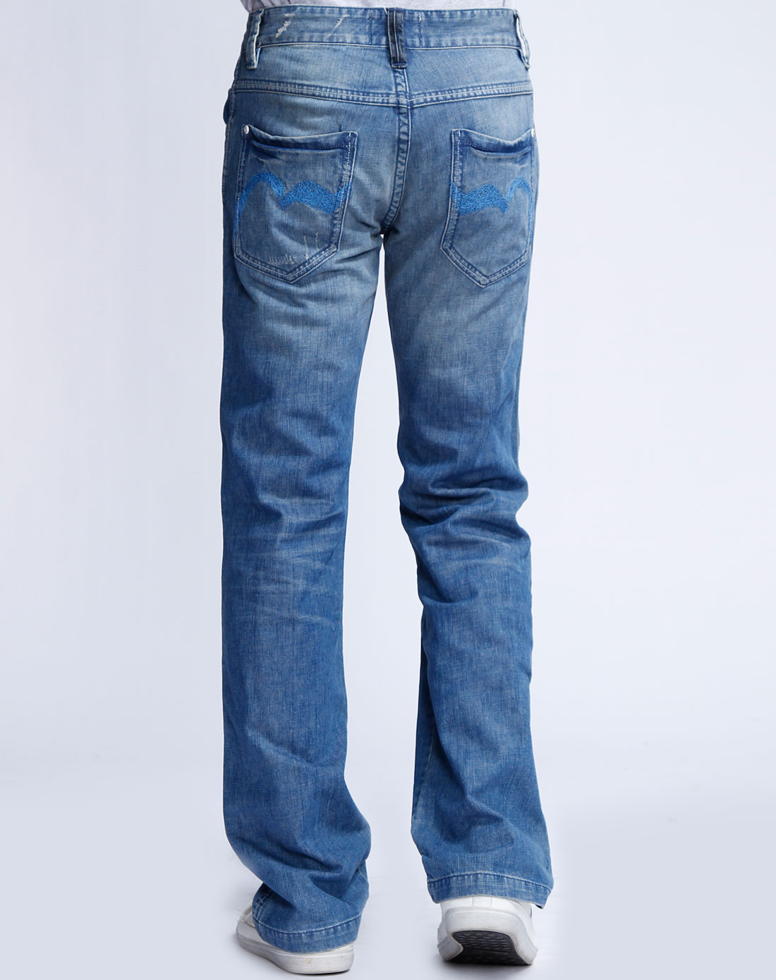 卡宾cabbeen暗蓝色牛仔长裤