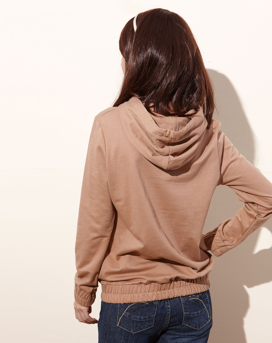 驼色校园日记休闲女孩兜帽卫衣