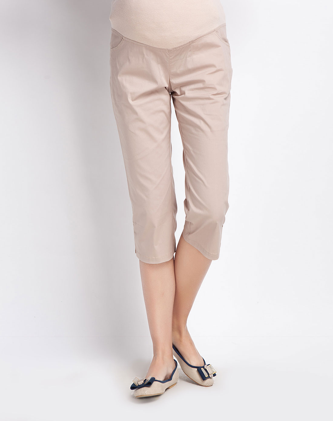 家居服内衣库存专场女款米色弹力府绸七分裤