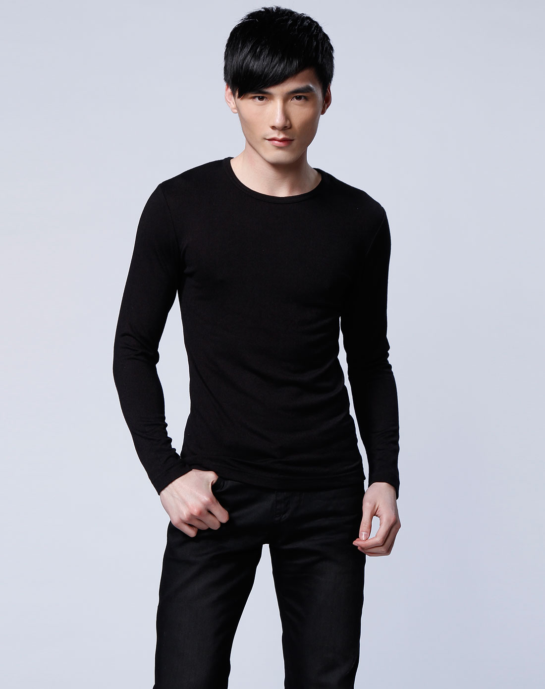 酷kuhle男款黑色圆领长袖t恤_唯品会名牌时尚折扣网