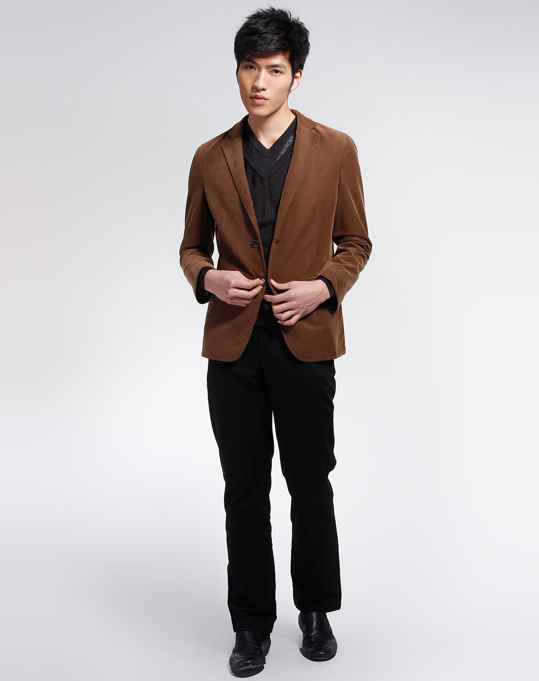 克莱蒙梭clemenceau驼色时尚简约长袖西装外套