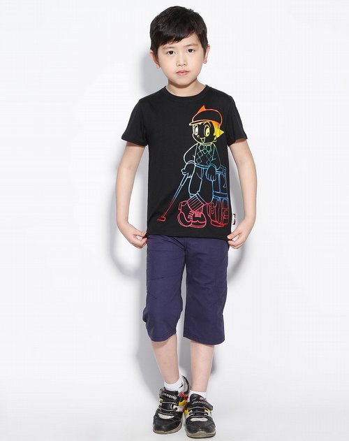 阿童木astro boy童装专场中性黑色幻彩渐变阿童木圆领t