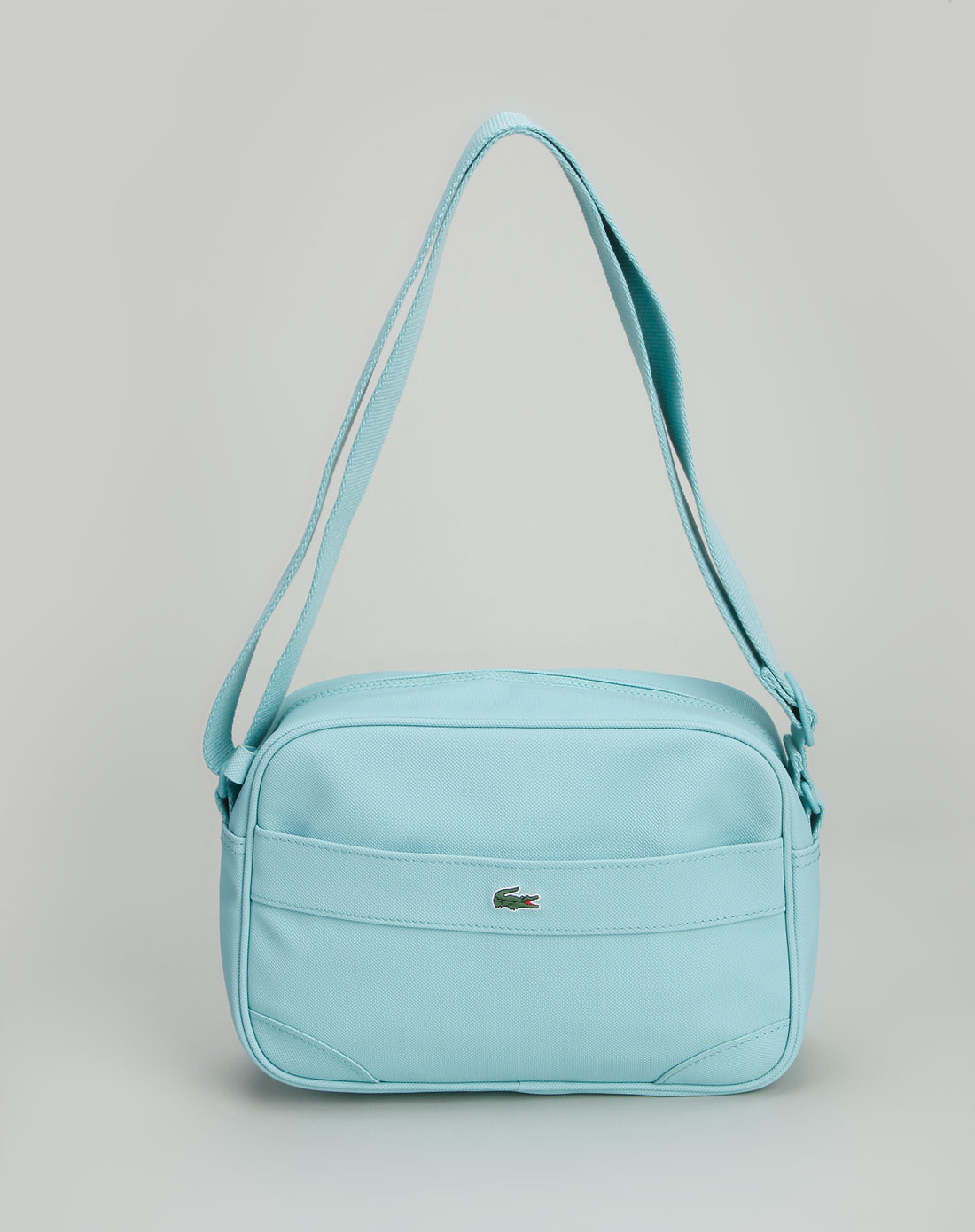 箱包库存专场鳄鱼lacoste 女款浅蓝色简约休闲斜挎包