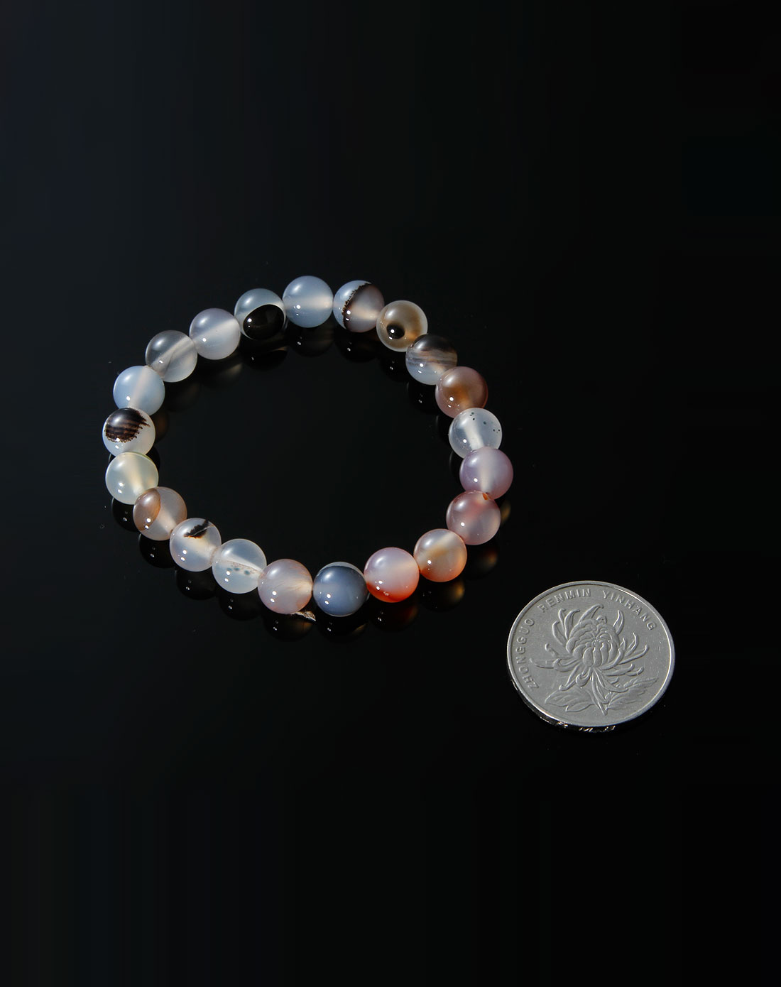 绿野翡翠天然梦幻波斯缠丝玛瑙手链0.8cm