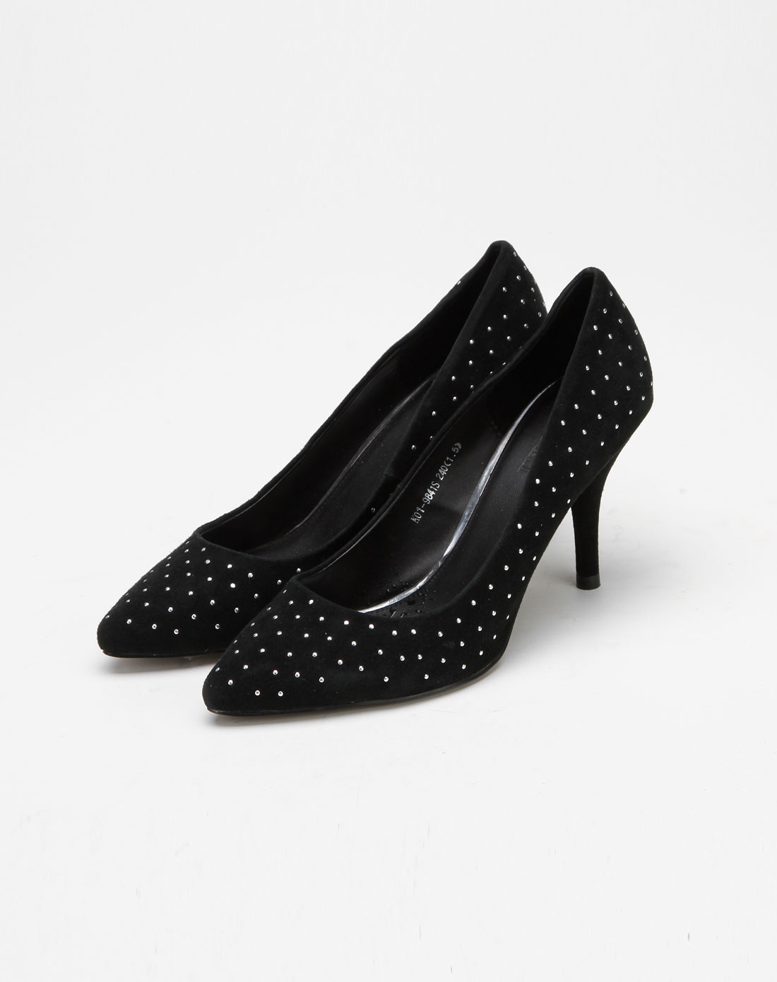 女款黑色时尚钻钉高跟鞋