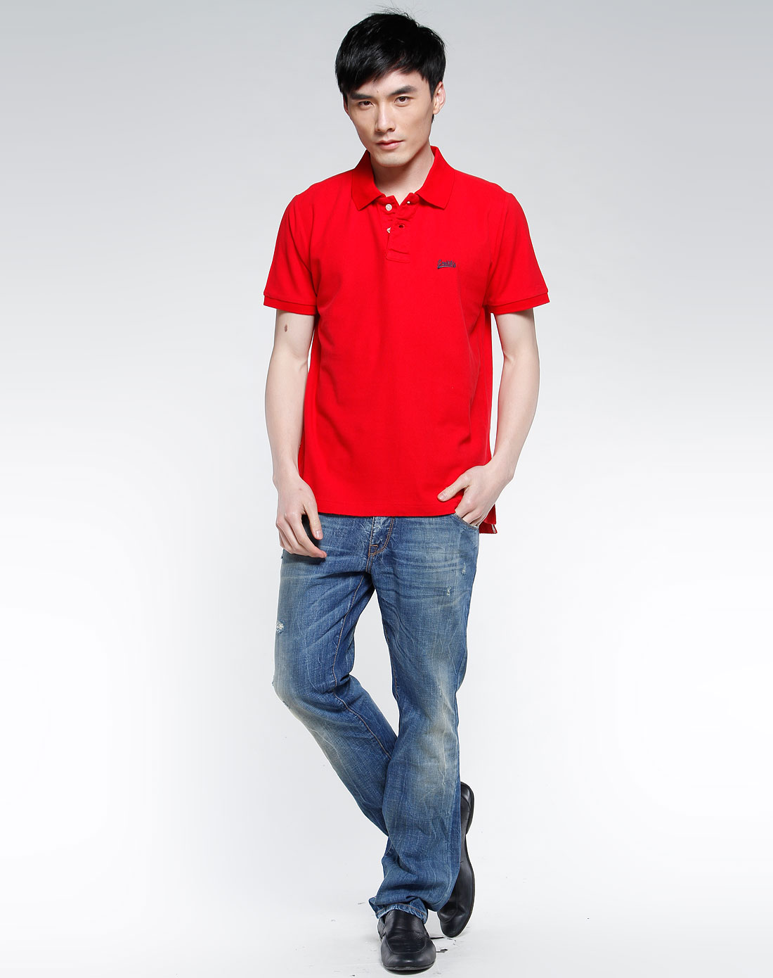 史密斯smiths american大红色简约短袖polo衫