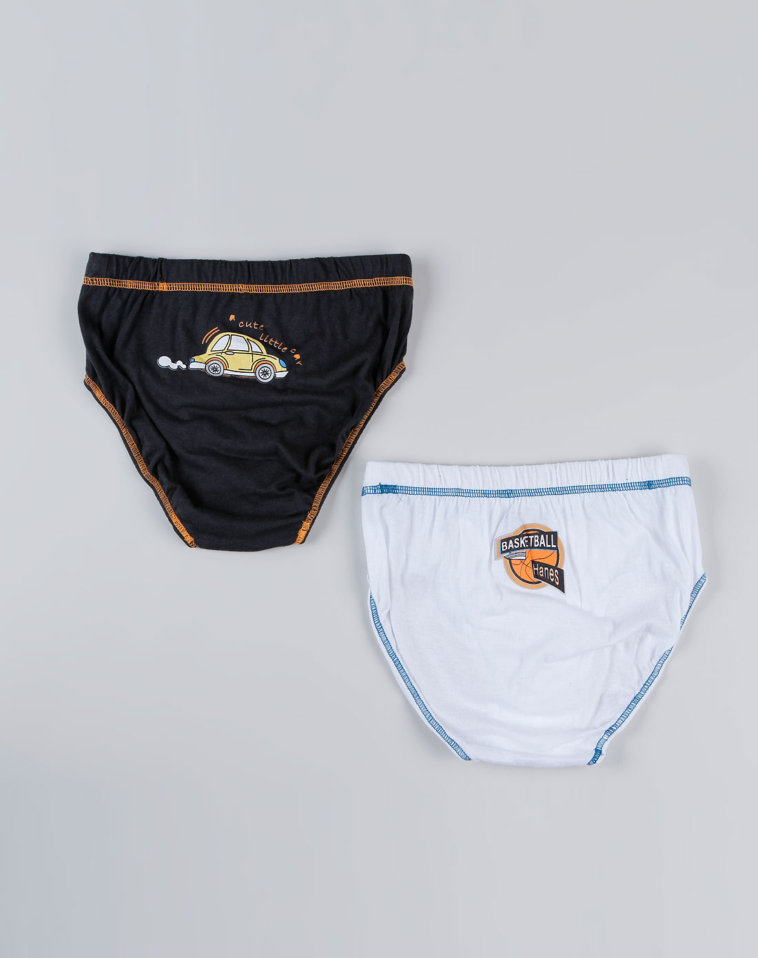 恒适hanes男士专场男童黑/白色印花全棉三角裤(2件装)