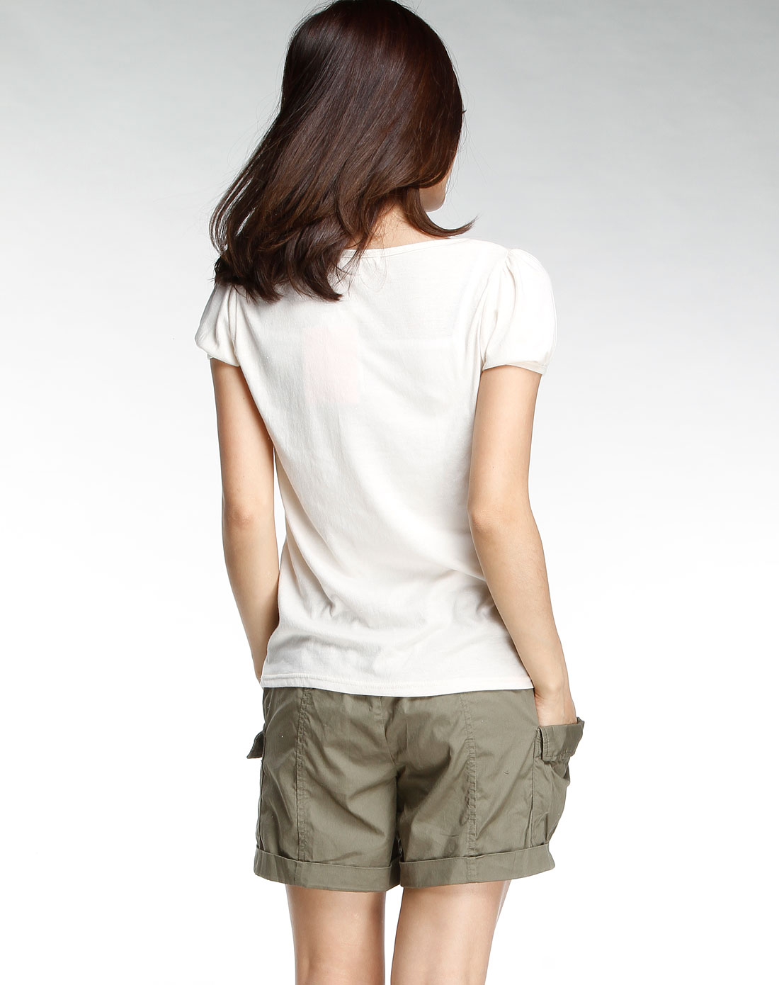 nice claup乳白色印字短袖t恤