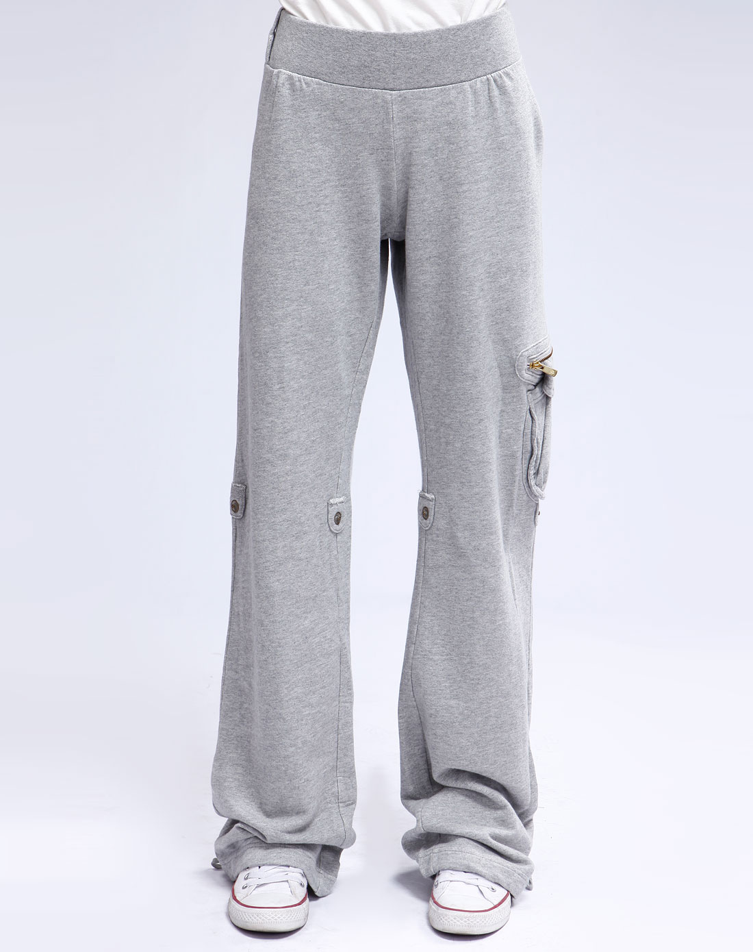 品牌混合专场-9----夜场triple five soul 女款花灰色休闲长棉裤