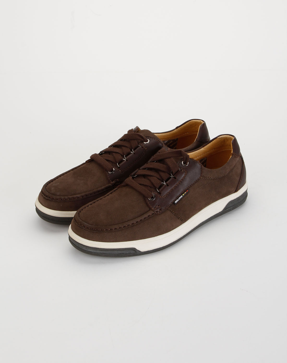 百伦bolune男款啡色绒面系带皮鞋