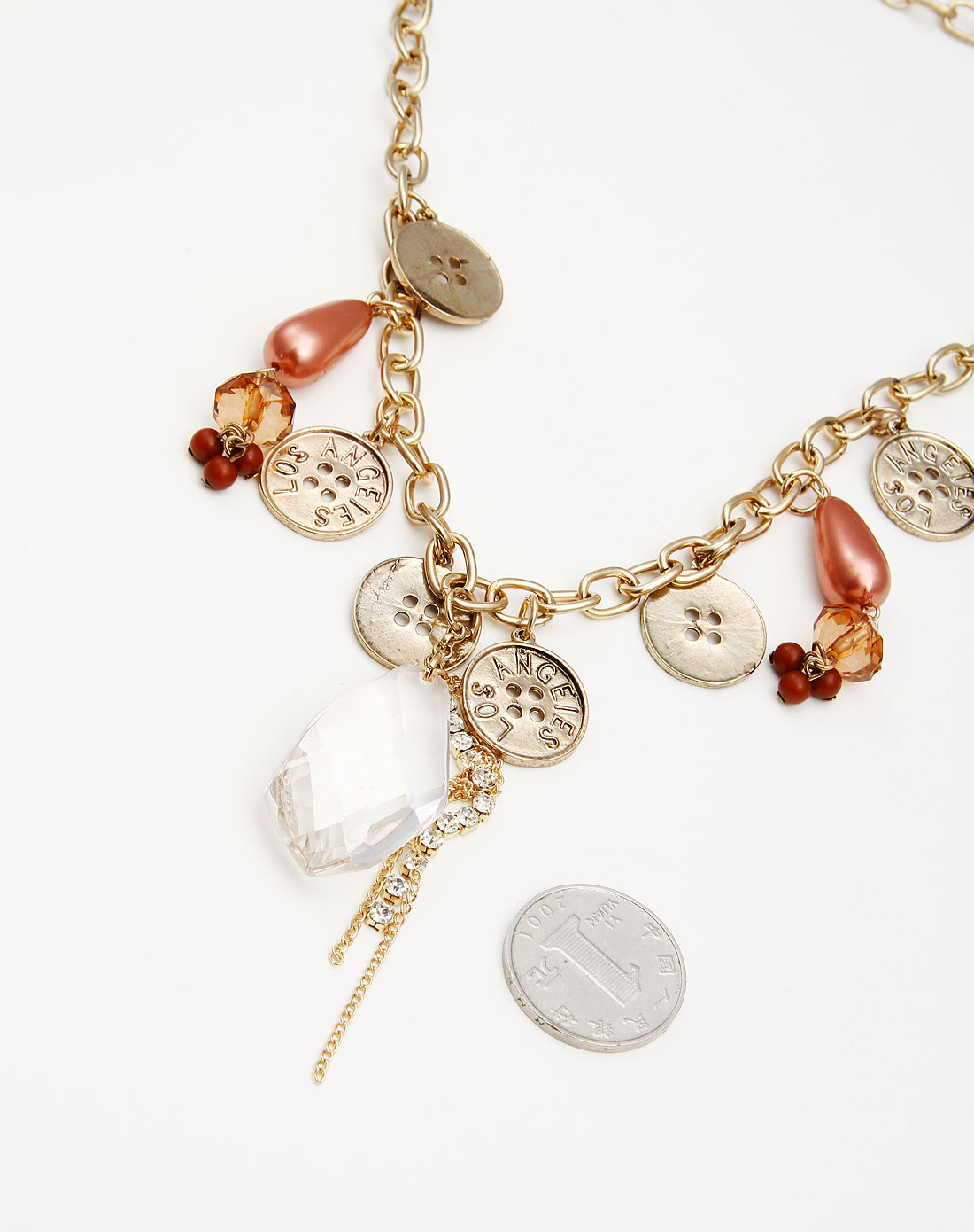 dorlan金色时尚纽扣项链