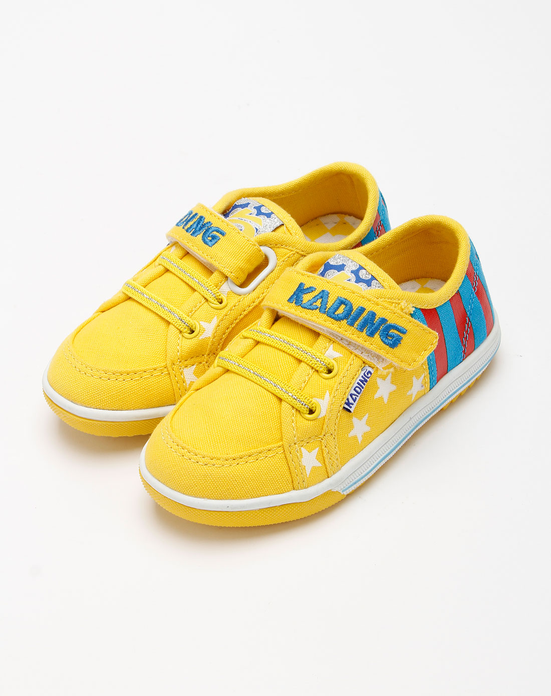 卡丁童鞋男童黄色条纹时尚布鞋