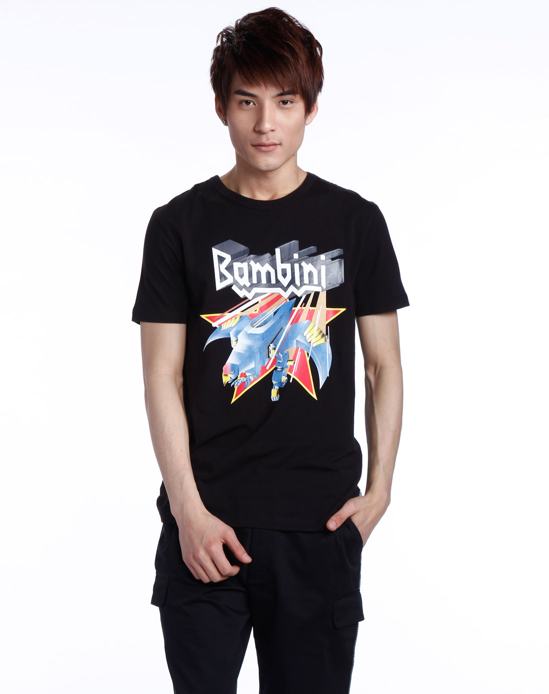 纯真传说bambini男款黑色短袖休闲t恤