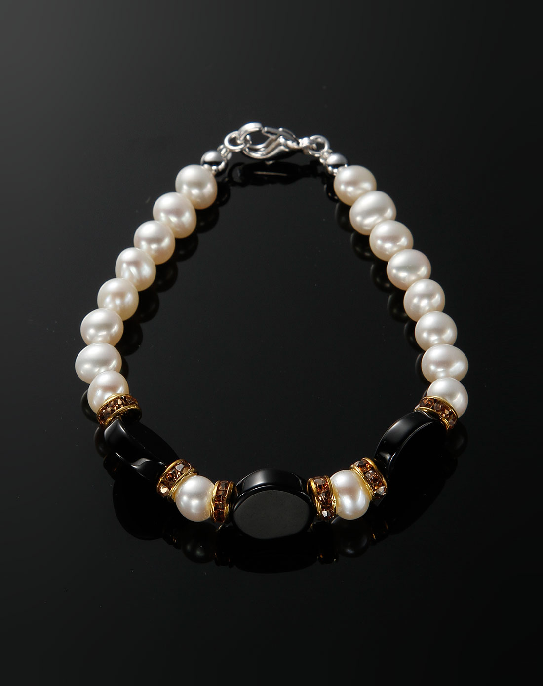 海润heren白/黑色时尚淡水珍珠玉石手链
