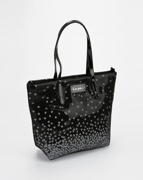 纳帕佳lapargay黑色小号网布圆点手提多用包