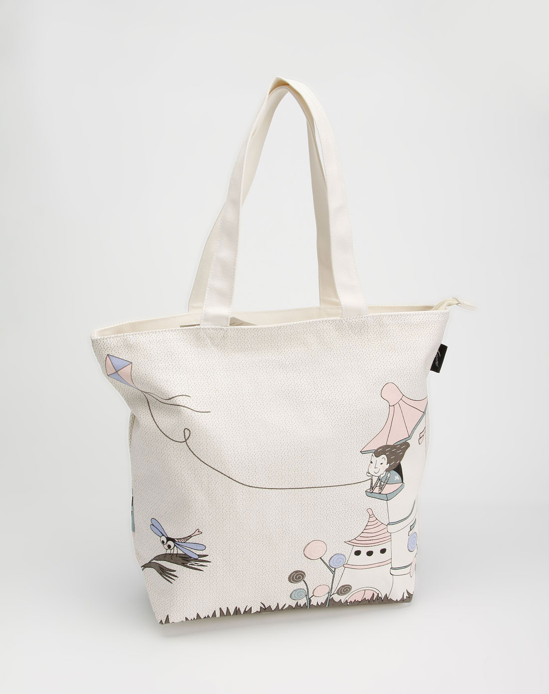 真美惠conporei女款米白/多色图案环保帆布袋