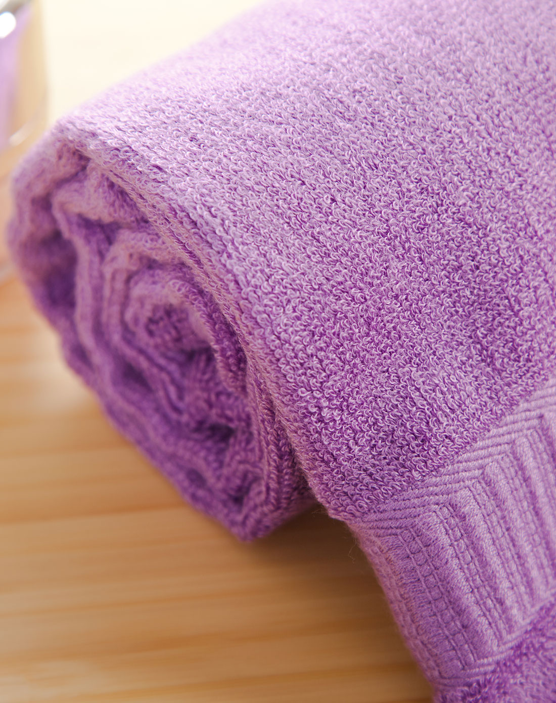 紫色竹纤维新款缎浪毛巾*1