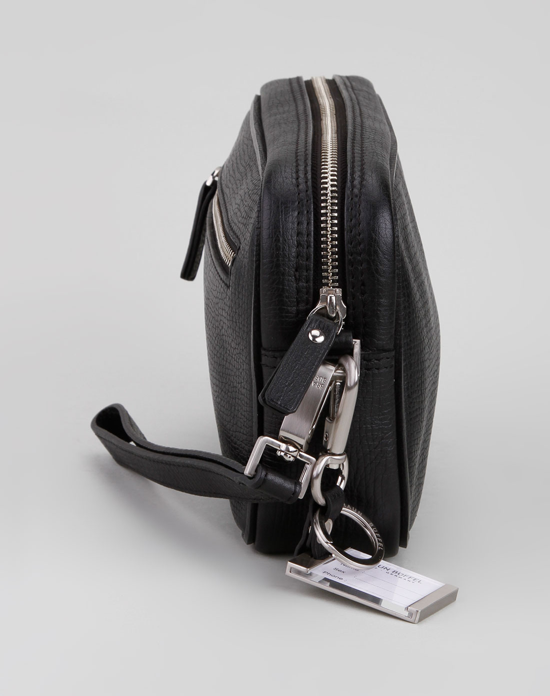 布兰施braun buffel皮具专场男款黑色皮革高雅手拿包