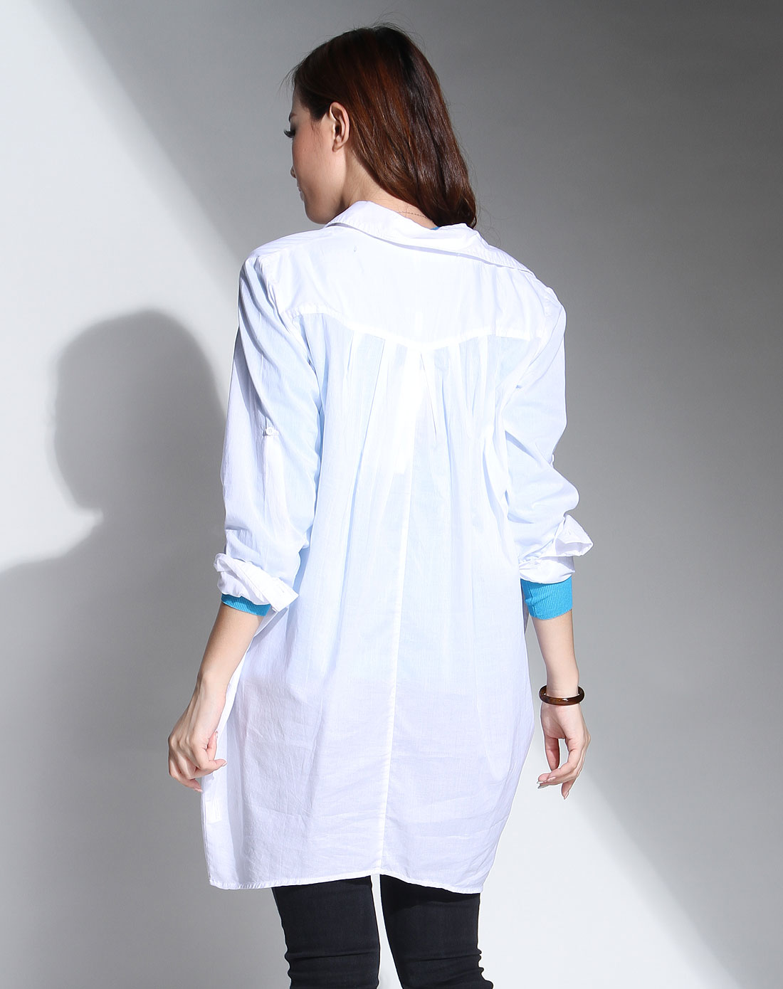 x.y漂白色简约长款长袖衬衫