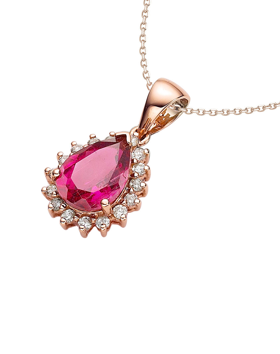 卓思华专场18k金镶碧玺吊坠(伴钻石)