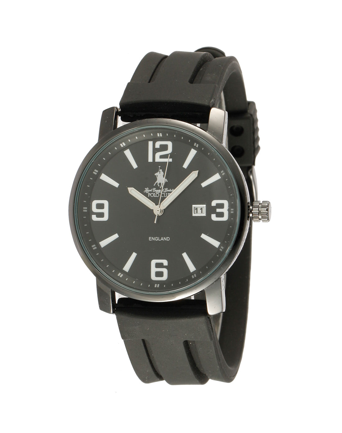 polo club 中性款黑/白色时尚简约石英手表