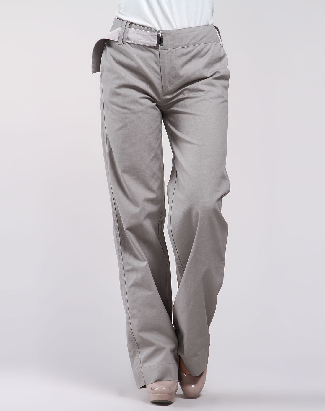 非东f/do女装专场亚麻灰色休闲长裤