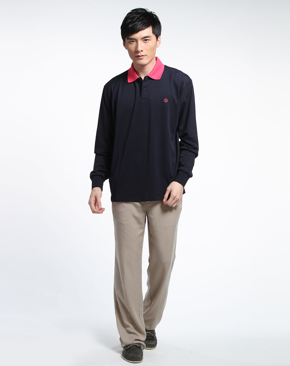 esprit golf男装专场深蓝色高尔夫纯棉长袖t恤