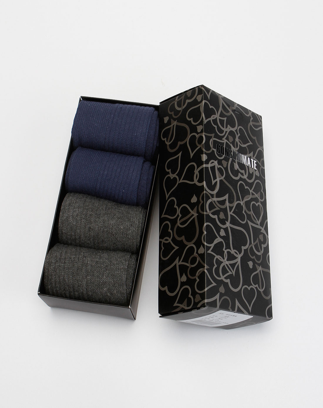 consummate男女袜子混合专场男款灰/蓝色休闲长筒袜(四双装)