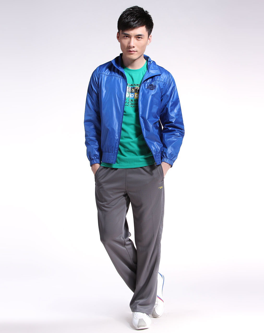 德尔惠deerway男装专场蓝色简约休闲长袖外套