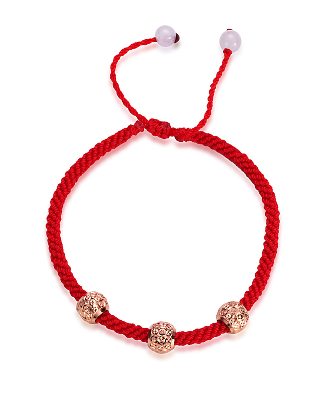 锦和珠宝女款红色18k金幸运珠 转运珠手链