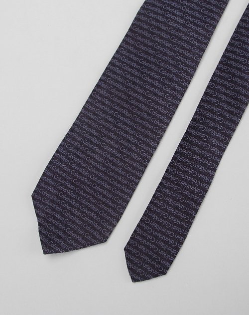 克莱恩calvin klein collection配件专场男款黑色印logo纹时尚领带