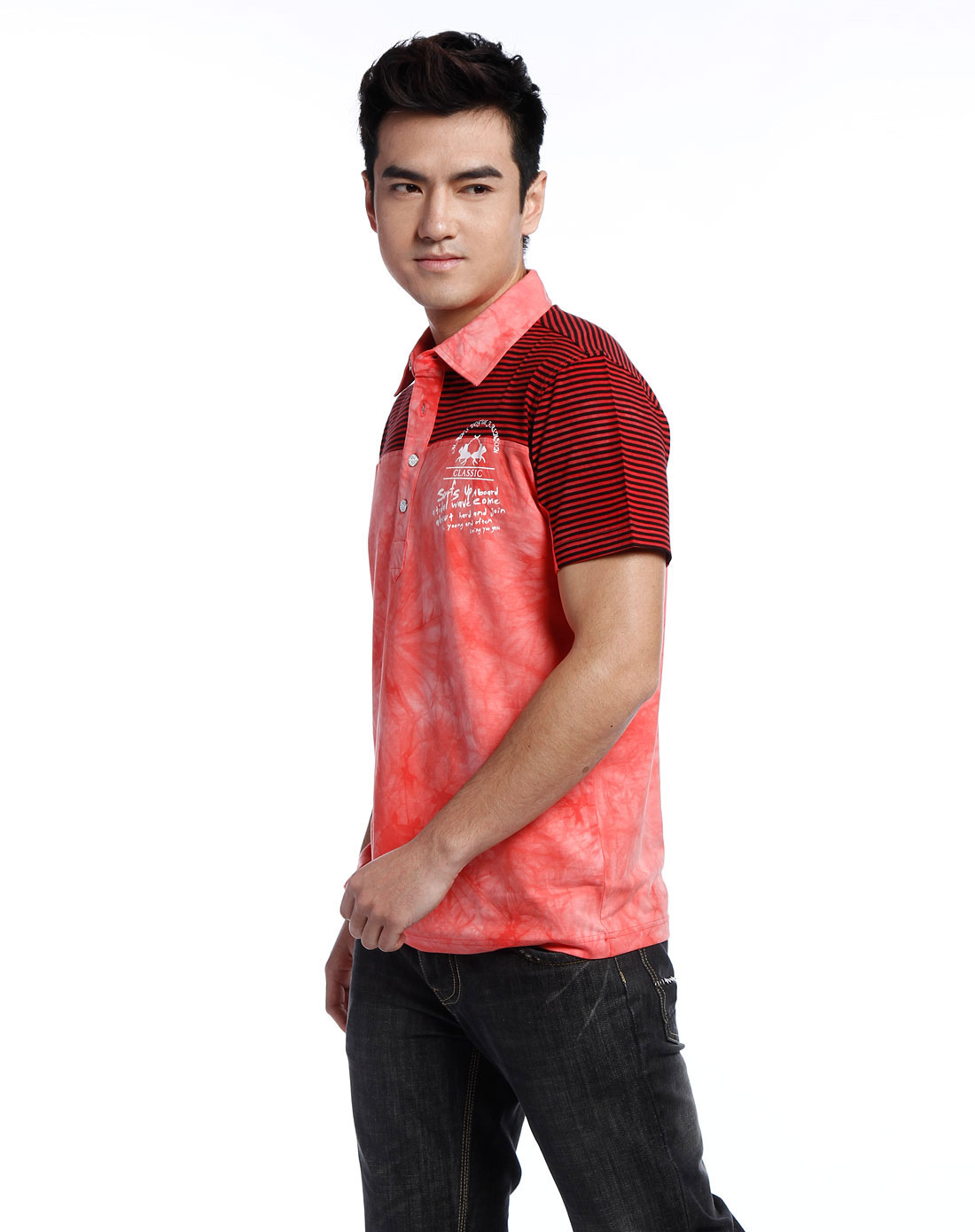 橙红色扎染横间短袖t恤_男装库存专场特价1折起_唯品会中国最大名牌